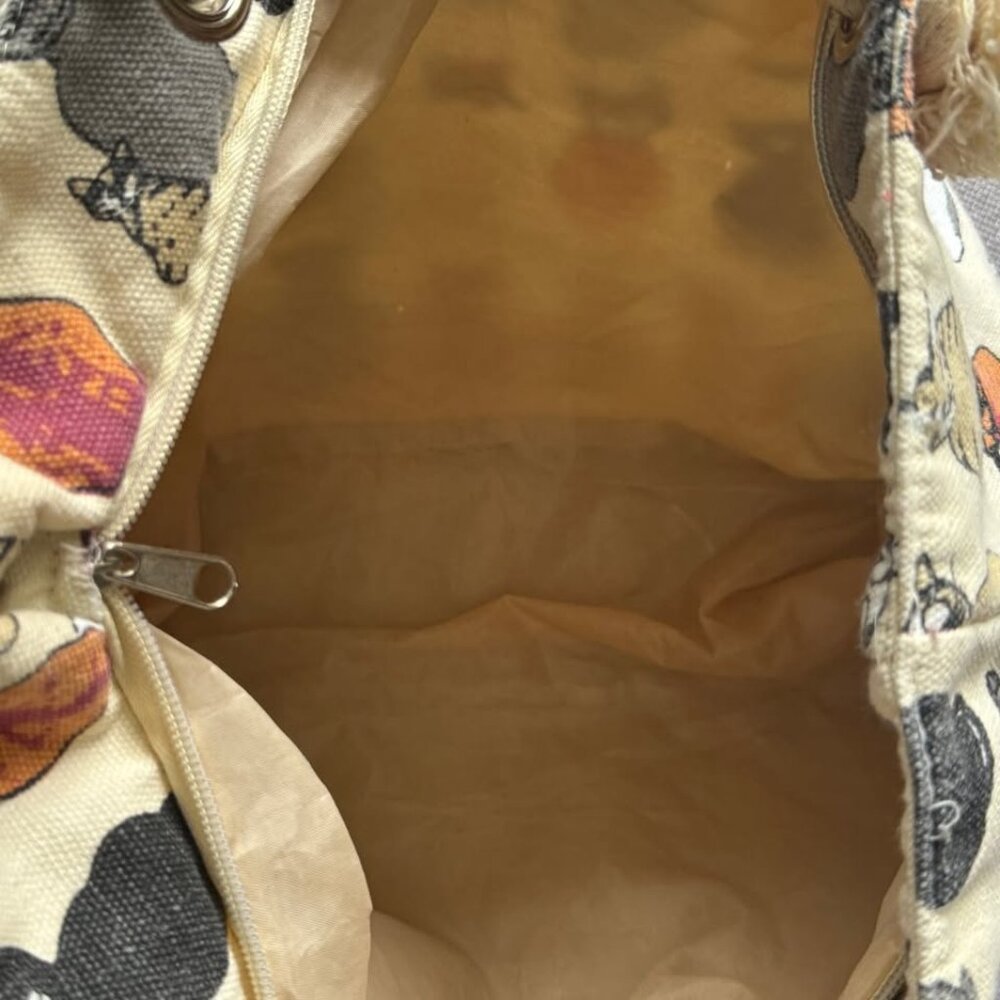 Wanderlust Cat Pattern Tote Bag with Rope Handles - Picture 5 of 5